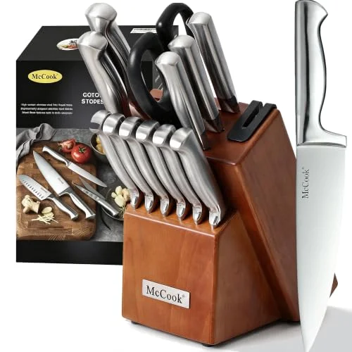McCook 15-piece knife block set with built-in sharpener