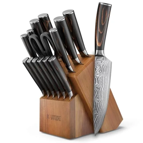 Yatoshi professional 15-piece high carbon stainless steel kitchen knife set