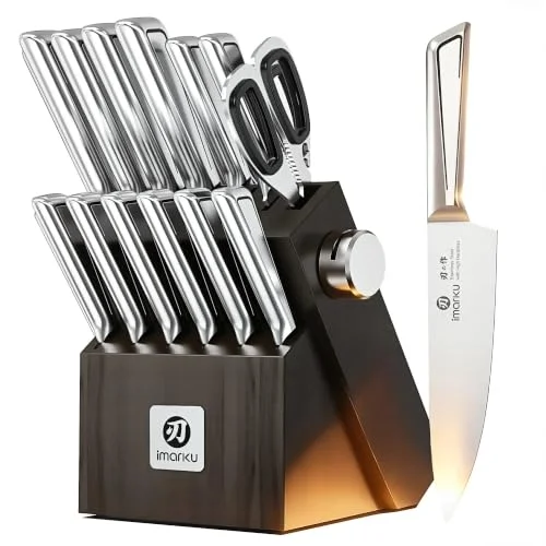 imarku Japanese high carbon stainless steel gyutou knife set with block
